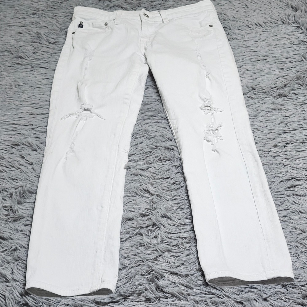 AG Adriano Goldschmied Jeans Womens 25R The Ex Boyfriend Slim‎ White Distressed